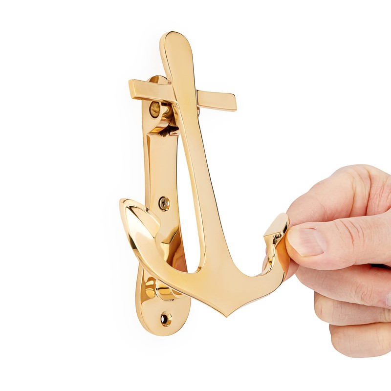 NKlaus Maritime Door Knocker Anchor Brass Gold 10 x 15