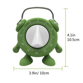 Kitchen Timer, 60 Minutes Countdown Cooking Teaching Egg Potty Training Wind Up Cute Timeout Timer No Battery (Green)