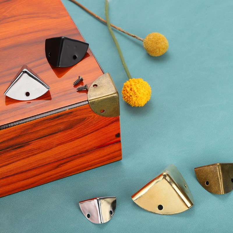 sourcing map 8Pcs Decorative Box Corner Cover, 18mm Metal Edge