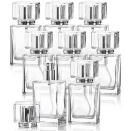 Foraineam 8 Pieces 30ml / 1 oz. Fine Mist Perfume Spray Bottles, Clear Glass Cosmetic Atomizer Bottle, Refillable Travel Perfume Bottles Empty Fragrance Essential Oil Container with Spray Applicator