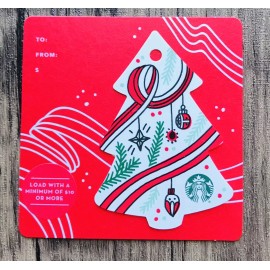 Starbucks 2017 Starbucks Holiday Christmas Tree Die Cut Key Fob Card New #6142
