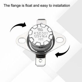 uxcell 2 Pcs KSD301 Thermostat 170°C/338°F 16A Normally Closed N.C Adjust Snap Disc Temperature Switch for Microwaves,Oven,Coffee Maker,Ceramic Material
