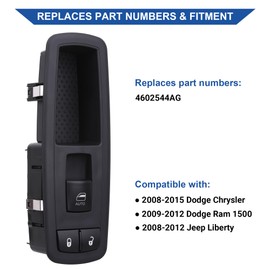 Passenger Side Power Window Switch 4602544AG Compatible with 2008-2012 Dodge Grand Caravan, Chrysler Town and Country, Jeep Liberty, Dodge Ram 1500, 2009-2010 Journey, 2007-2011 Nitro