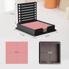 4Pcs Sticky Note Holder with Stencil, Sticky Notes Stencil and Holder, 3x3 Sticky Note Dispenser with Template Lines for Organizing and Drawing