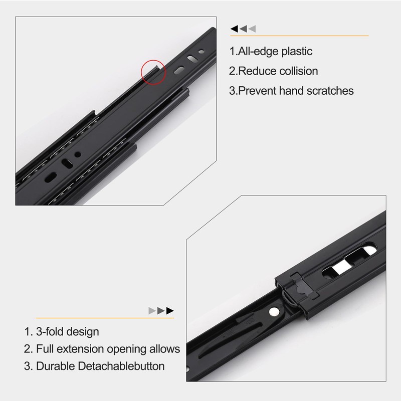 12 inch Drawer Slides 6 Pairs (12pcs) Full Extension Ball