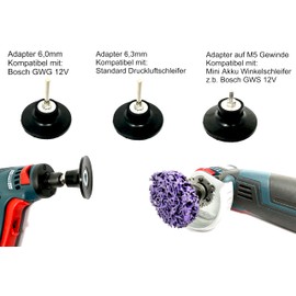 WELLERWERKZEUGE I Quick Change System R Type Accessory Set 50 mm Including Adapter Suitable for Compressed Air Grinder Mini Angle Grinder such as Bosch GWS GWG 12V 10.8 BGS Roloc Proxxon Hazet Würth