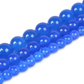 abalorio redondas sueltas de ágata azul de 8 mm para hacer collares, pulseras, joyas, 15 pulgadas