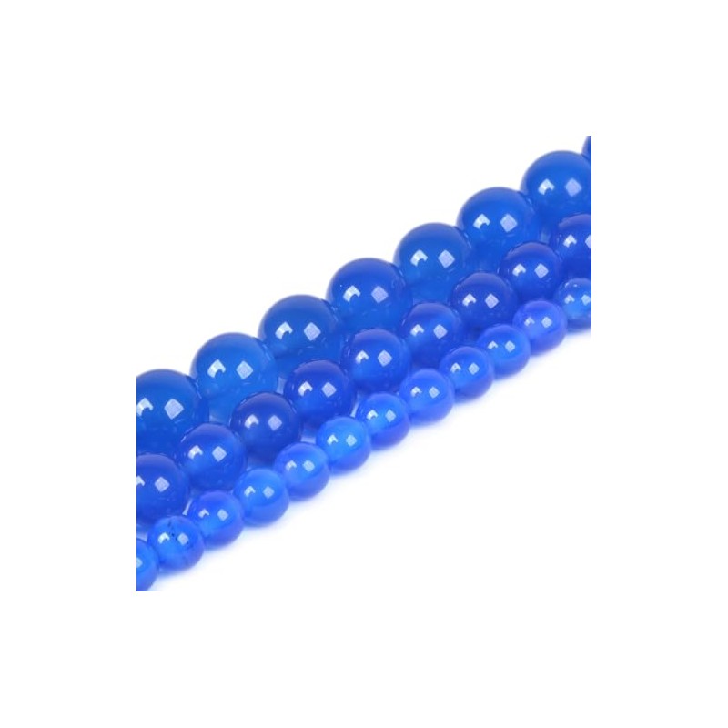 abalorio redondas sueltas de ágata azul de 8 mm para
