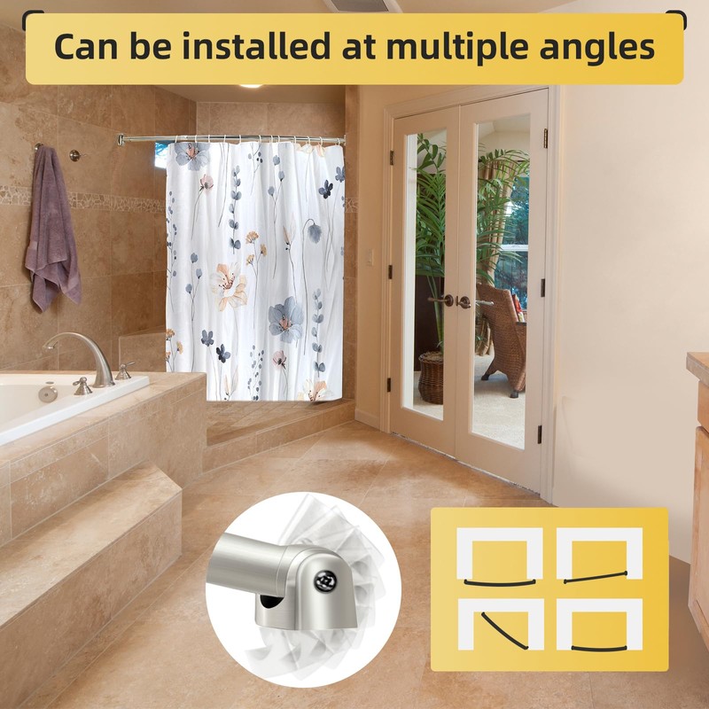 Chrsouly Adjustable 50-85 inches Curved Shower Rod, Extra Wide, Rustproof,