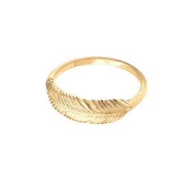 Elli Women's 925 Sterling Silver Gold Plated Feather Wing Boho Trend Ring, Size P