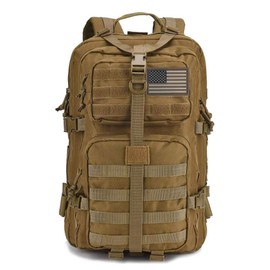 REEBOW GEAR Tactical Backpack 40L Large Army 3 Day Assault Pack Molle Bug Bag Backpacks Military Style Rucksacks (Tan)