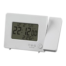 Miraval Radio-Controlled Projection Alarm Clock with USB Port with Projection Temperature and Date Display DCF Automatic Time Adjustment Calendar Week Radio Alarm Clock (White)