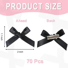 Ayzylpth 70Pcs Mini Bow Hair Clips, Small Hair Clips With Alligator Clips, Bowknot Hair Clips for Girls, Women, and Kids, Cute Hair Accessories for Parties, Weddings, and Everyday Style (Black)