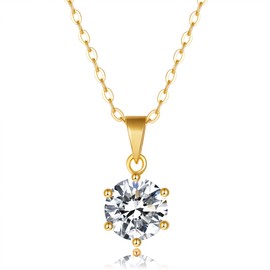 Mejewri Moissanite Pendant Necklace for Women Sterling Silver Necklace with D Color VVS1 Clarity Gold Plated 1ct