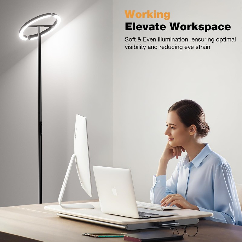 PreeOtti Floor Lamps for Living Room, 40W/2400LM Rotatable LED Floor