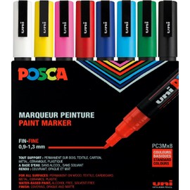 Posca - PC3M8C - Paquete de 8 rotuladores de colores