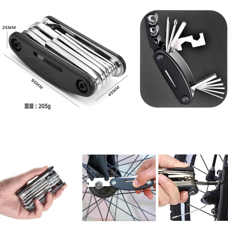 Bicycle Tool, Portable, Multi-Tool, Portable, 16-in-1 Tool Set, Allen Wrench,