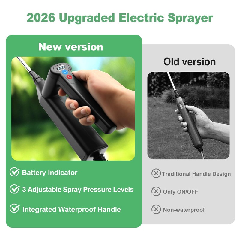 1.35 Gallon Battery Powered Sprayer, Electric Garden Sprayer with 3