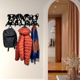 SUSSEXHOME Dogs Animal Themed Wall Mounted Coat Rack with 6 and 8 Folding Hooks, Wall Mount Hanger for Bathroom Entryway Living Room Bedroom (80x31cm (32"x12") 8 Folding Hooks)