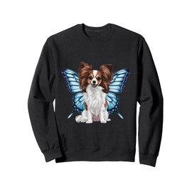Cartoon Papillon dog with butterfly wings Sweatshirt