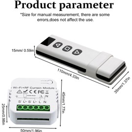 Nizirioo Roller Shutter Control Retrofit Set, Roller Shutter Motor Control from RF Remote Control + Receiver Module, Up to 100 m Range, Switch for Shutters, Blinds, Awnings, Consisting