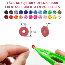 Kit de fabricación de pulseras, 6000+ Cuentas para Pulseras, Cuentas De Arcilla para Hacer Pulseras y Collares con Cuerda,Tijeras Pequeñas