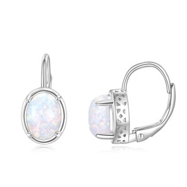CRMAD Opal Earrings for Women Sterling Silver White Opal Stud Earrings Opal Jewelry Gift for Women (opal)