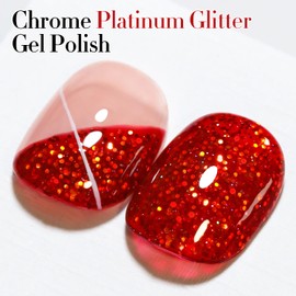 Double Rhythm 15ML Glitter Gel Polish Shimmer Reflective Holographic Color Magnetic for Nail Art Salon DIY at Home (Sparkle Red-B1156)