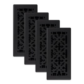 Decor Grates (4-Pack) AGH410-BLK Gothic Floor Register, 4x10 Inches, Textured Black Finish