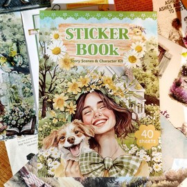 40 Sheets Vintage Floral Girl Stickers Book – 335 Pcs Scrapbook Stickers & Ephemera Papers for Junk Journaling,DIY Crafts & Decoration,TikTokShopBacktoSchool