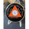 5 Years AA Locket Orange Black Tri-Plate Sobriety Chip Serenity