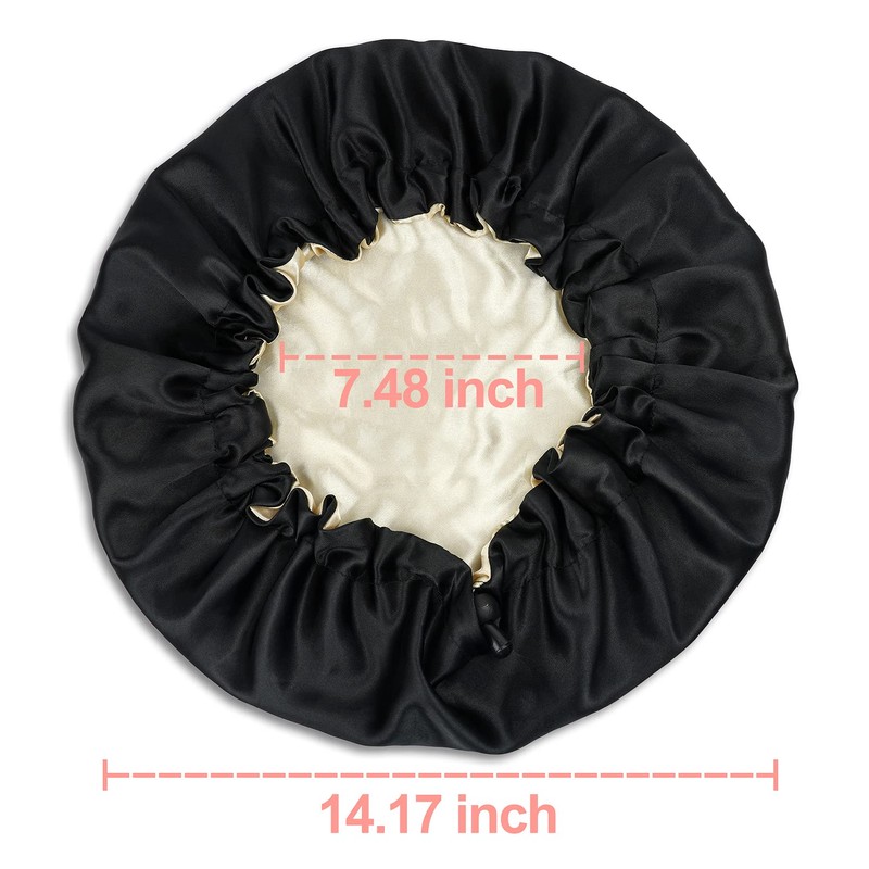 2PCS Satin Sleep Cap,Adjustable Double-Sided Sleep Bonnet,Bonnet Cap for Sleep