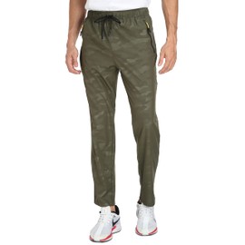 AIRIKE Men's Camouflage Pants Outdoor Water Resistant Lightweight Quick Dry Hiking Camping Fishing Sweatpants with Pockets (Camouflage Green 36)