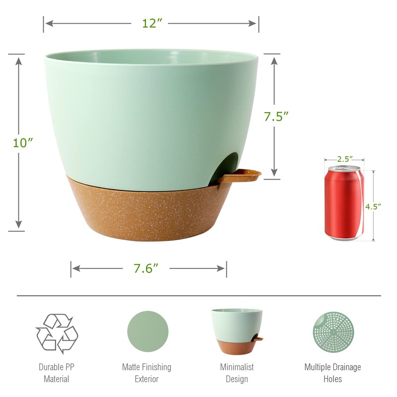 UOUZ 12 inch Large Self Watering Pots, Plastic Planters with