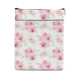 Watercolor Floral Book Sleeve for Book Lovers, Book Accessories Club Lover Gifts for Readers Book Lovers Women, Book Sleeve with Zipper, Book Pouch Cover for Paperbacks Hardcover