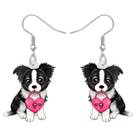 OUSIO Border Collie Dog Earrings Acrylic Cute Puppy Dangle Drop Lightweight Jewelry for Women Dog Lovers Holiday Gifts (Border Collie)