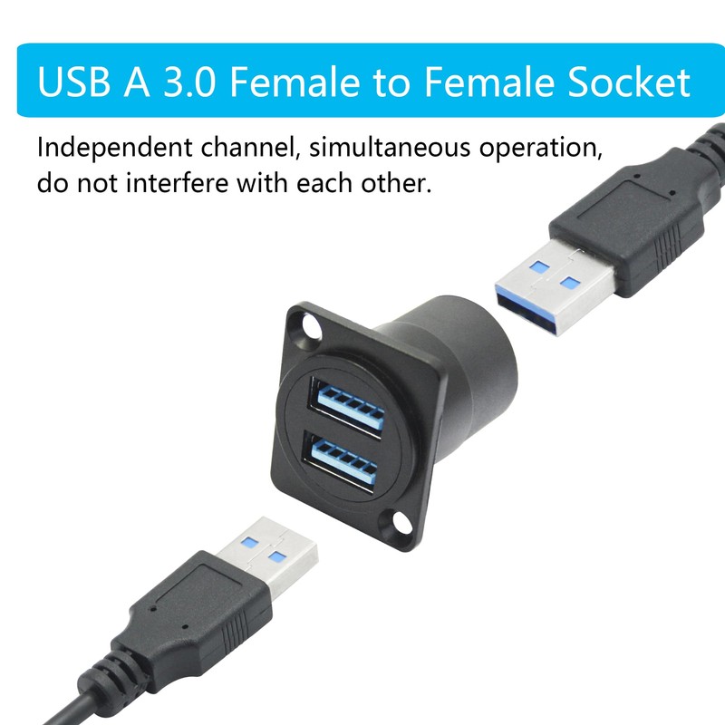 Maixbomr Dual USB 3.0 Panel Mount Connector Adapter, D-Type USB