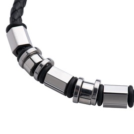 LUCKMAN Pulsera Hombre Acero Inoxidable y Cuero Piel Vegana con Broche Magnético tipo Brazalete – Joyería y Accesorios para Hombre, Regalos para Hombre Cumpleaños y Navidad y Regalos para Papá Originales, Modelo Ryder