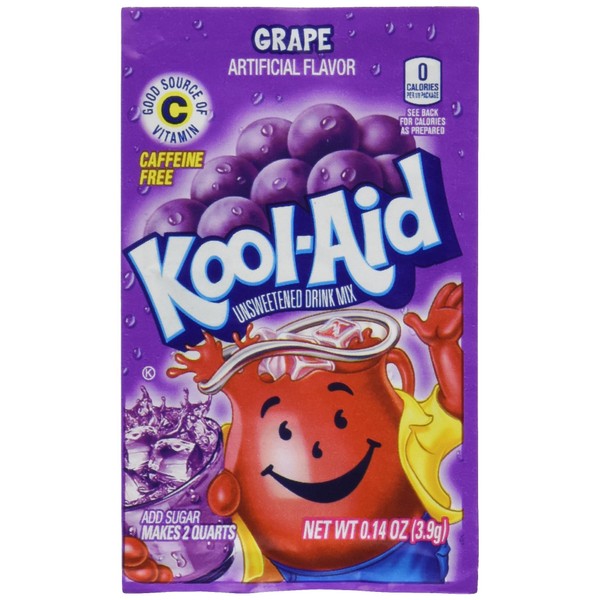 Kool-Aid Soft Drink Mix Grape Unsweetened, Caffeine Free - 0.14 Oz, Pack of 12