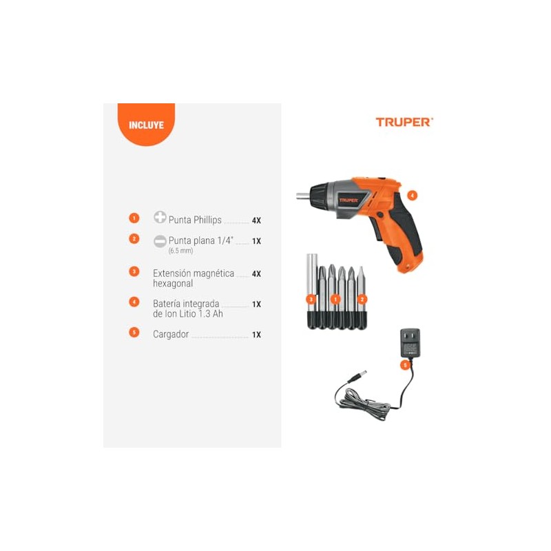 Truper DESI-36X, Destornillador inalámbrico 2 posiciones, 3.6 V