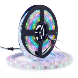 BTF-LIGHTING WS2812B RGB ECO LED Strip, Chasing Effects 5050SMD Individually Addressable 16.4FT 30Pixels/m 150Pixels Flexible Dream Color IP67 for Bedroom DIY Projects DC5V(No Adapter or Controller)