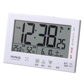 MAG(マグ) 目覚まし時計 電波 デジタル エアサーチミチビキ 環境目安表示機能 バックライト スヌーズ機能付き ホワイト T-727WH-Z