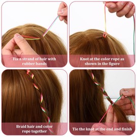 Katyjun Pack of 120 Hair Strands for Braiding, Colourful Hair Strands Children