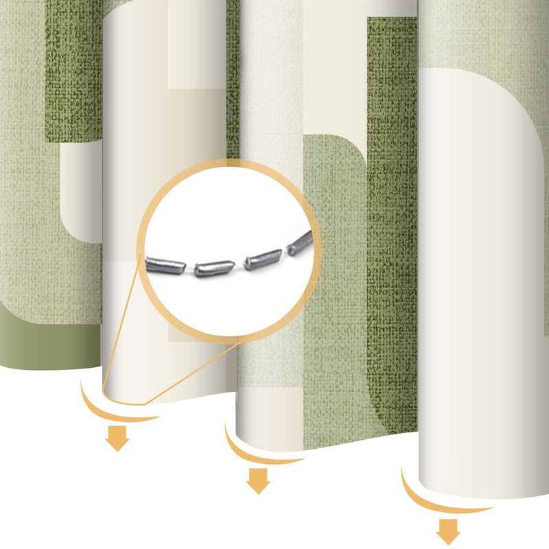 PEDBANRO Sage Green Shower Curtain Retro Geometric,Mid Century