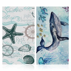 Microfibre Beach Towel, Pack of 2 Beach Towels, Large, Sand-Free Bath Towel, Microfibre Beach Towels, 150 x 75 cm, Beach Towel Quick Drying for Beach, Shower, Spa and Travel Towel, Underwater World