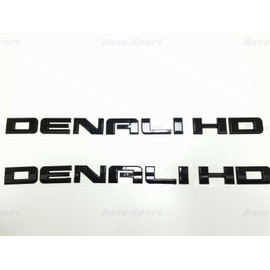 2X Denali HD Side Door Tailgate Letter Nameplate Emblem Badge 3D Replacement for Denali (Gloss Black)