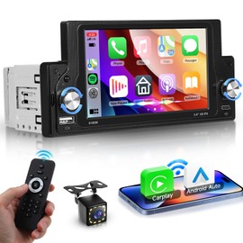 Single Din Car Stereo Wireless CarPlay/Android Auto, 5.9" HD IPS Touchscreen Radio 720 * 1280 with Bluetooth 5.0, SWC, Type-C USB Charging+ Backup Camera