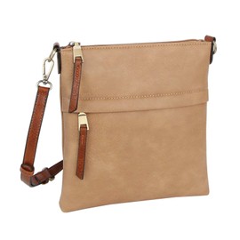 Le Miel Vegan Leather Double Zipper Square Crossbody Bag - Chic Companion for Women's Everyday Casual Occasions - LHU451-MOCHA