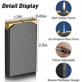 Kantion Dual Flame Lighter, Switchable Torch Jet Lighter & Soft Flame Lighter, Refillable Butane Lighter, Cool Pipe Lighters, Unique Gifts for Family Friend Men(Black,Without Fuel)