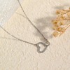 Double Heart Pendant Necklace, Silver Plated Chain, Cubic Zirconia Crystal